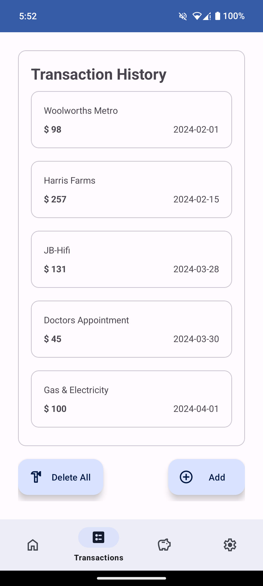 Transaction Fragment Light